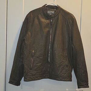 NWT Michael Kors Mens Textured Hurley Moto Jacket Olive Size Lare